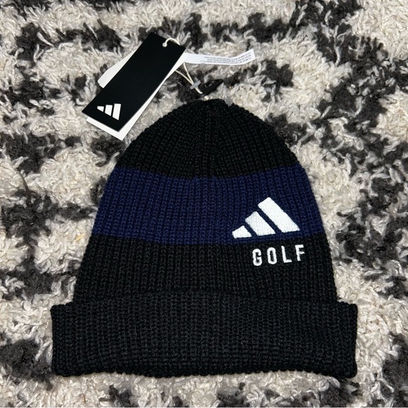 Adidas Golf Beanie Youth Black/Blue NWT - Picture 1 of 2